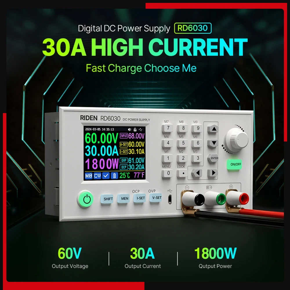 30A Direct Current Regulated Power Supplies 60V Voltage-stabilized Source1800W High Power Experimental Device 2.4inch LCD Screen