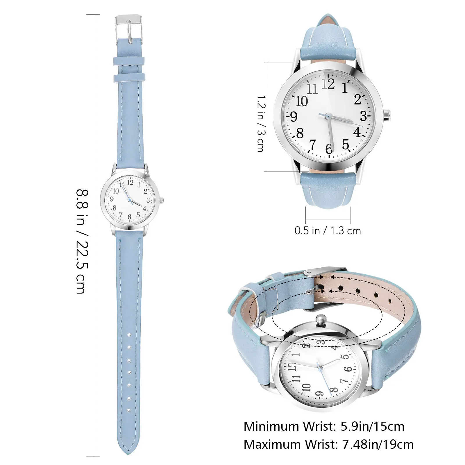 ساعة بحزام مقاوم للماء للنساء، ساعة يد كوارتز بسيطة وبسيطة، كاجوال عصرية للارتداء اليومي، للاستخدام المكتبي للممرضات #5