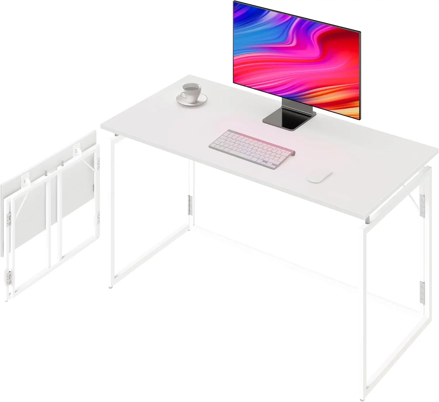 

Folding Desk 40 Inch - Small Foldable Desk for Small Space Minimalist, Space Saving Collapsible Compact Desk Portable Table