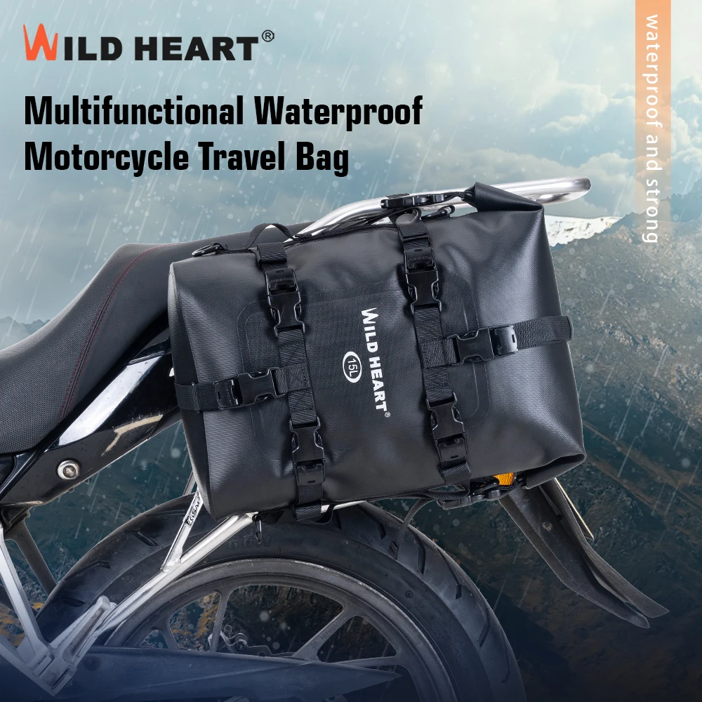 

WILD HEART 15L Universal Waterproof Motorcycle Side Bag Multifunctional Guard Bar Tail Bag Saddle Bag for Motorbike Touring