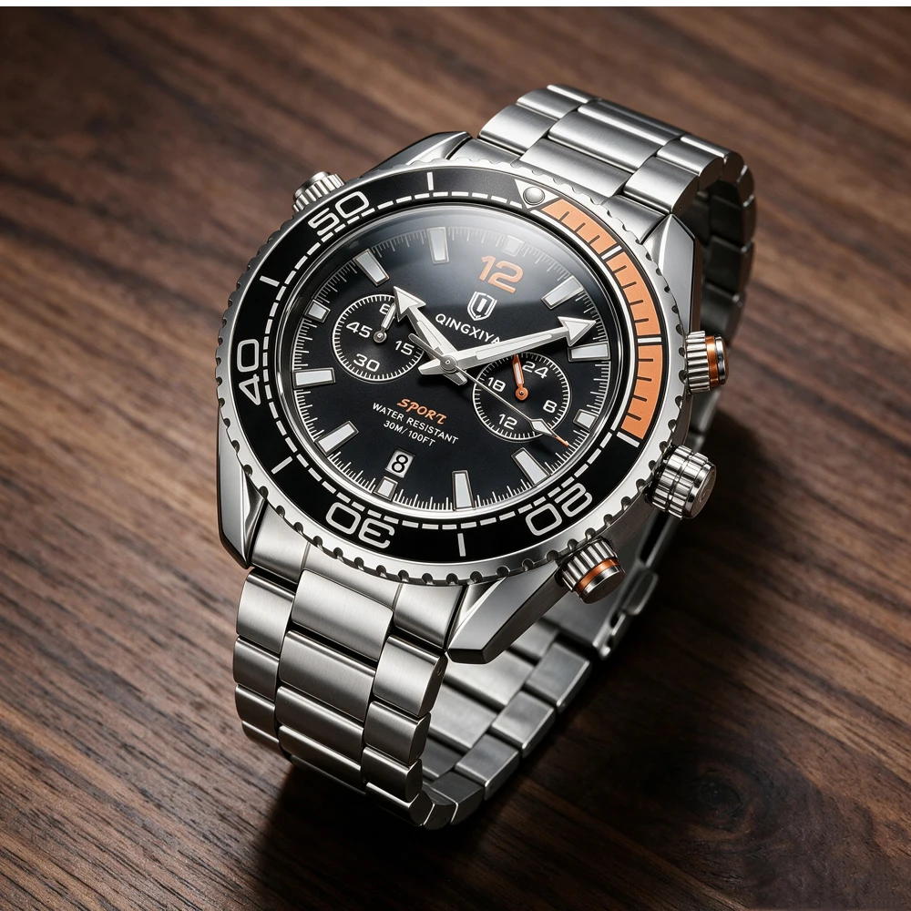 QINGXIYA Marken-Luxus-Herrenarmbanduhr Sport-Chronograph Wasserdicht Leuchtend Datumsanzeige Uhren für Herren Casual Quarz Herrenuhr Reloj – Detail 8