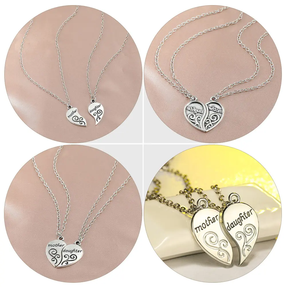 

Heart Necklace Mom Gift Valentine Day Women Trendy Mother Daughter Matching Jewelry Fashion Accessories