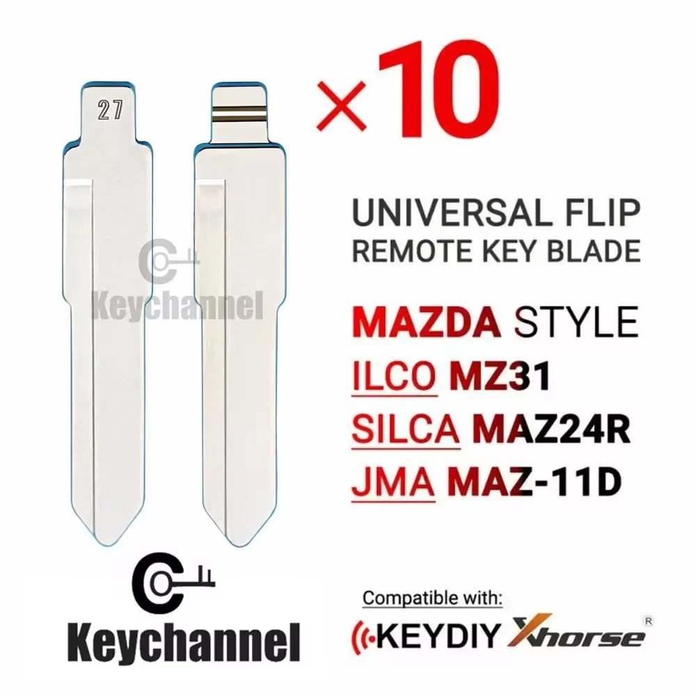 10pcs Universal Car Flip Key Blade MZ31 MAZ24R MAZ-11D KD Key Blank 27# MAZ13 for Mazda M2 M3 M5 M6 M8  for KEYDIY VVDI Remote