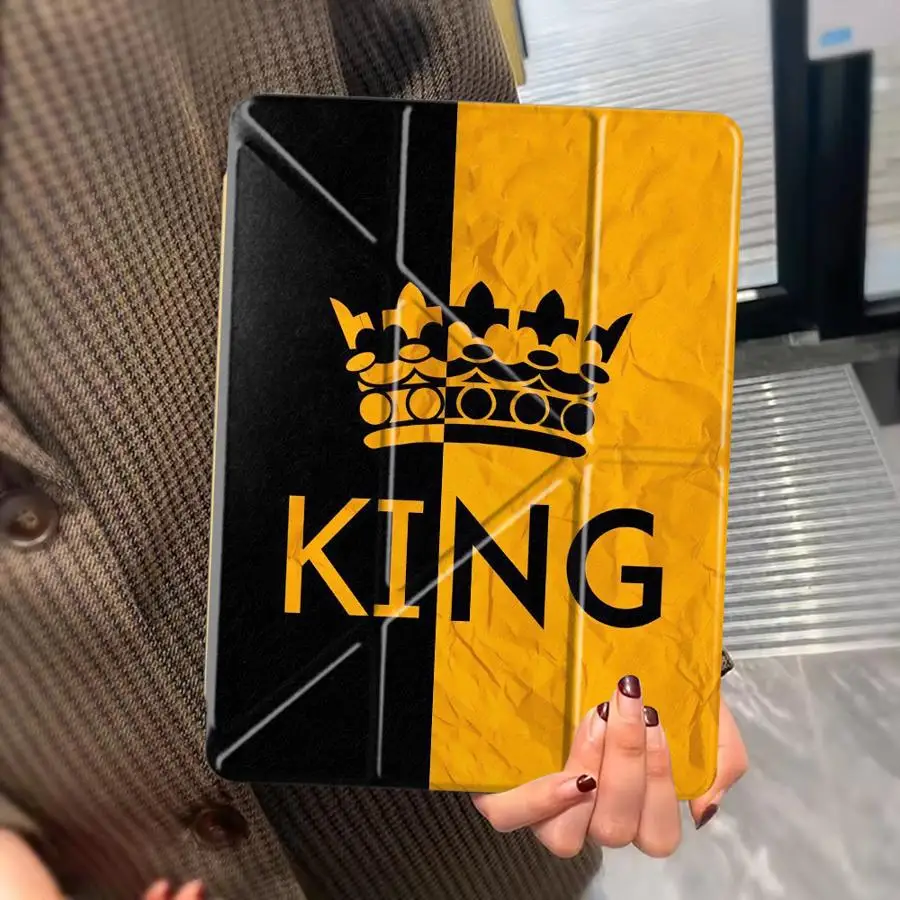 Crown Queen King Letter Tablet Case For iPad Pro 2025 Air 4 5 M3 M2 1 2 M4 11inch Mini 6 7 Pro 11th 10th 9th 8th 7th 12.9inch