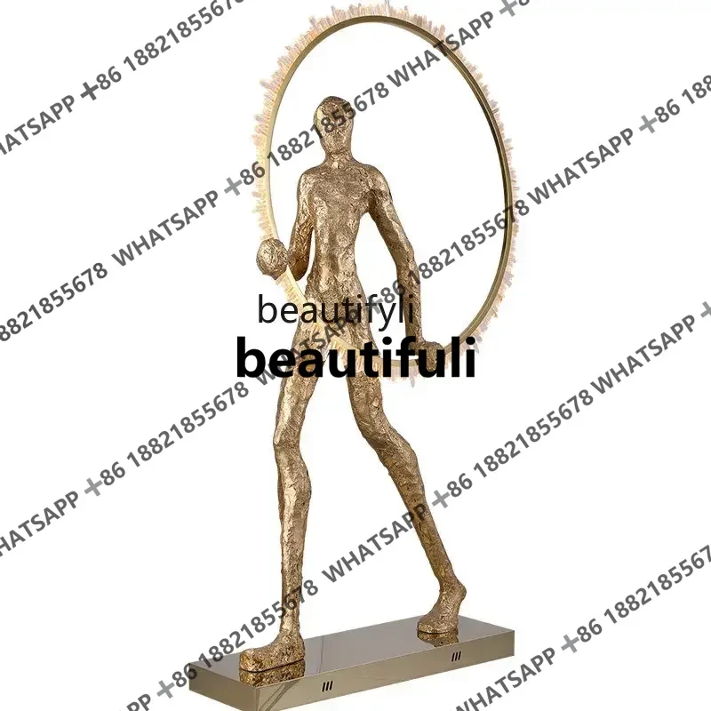 

Living room floor lamp gold ring crystal portrait lobby sculpture lamp exhibition hall lamp