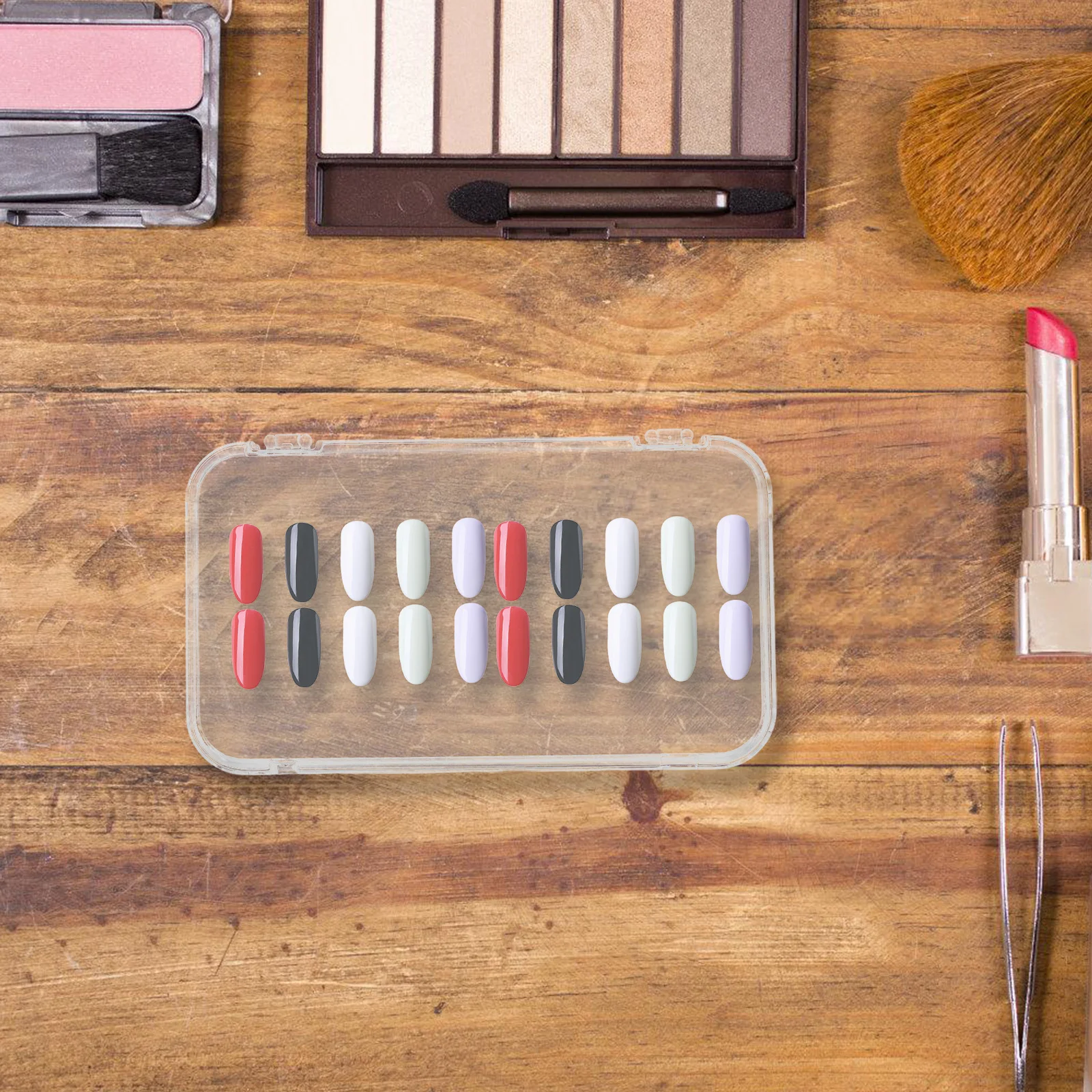 

12Pcs Transparent Plastic Press on Nail Storage Box Clear Rectangle Organizer Compact Small Item Holder Nail Supply Storage