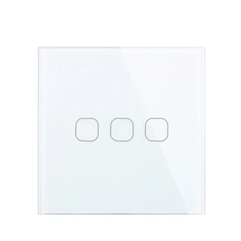 Aanraakschakelaar EU/UK standaard wit kristalglas paneel aanraakschakelaar, AC220V, 1 gang 1 manier, EU lichte muur touchscreen schakelaar