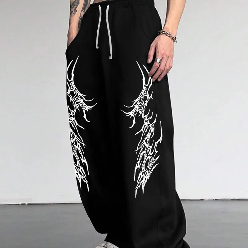 

American Men's Gothic Dark Style Straight Tube Jogging Loose Fitness Autumn and Winter Hot Selling Couple Casual Sports Pants