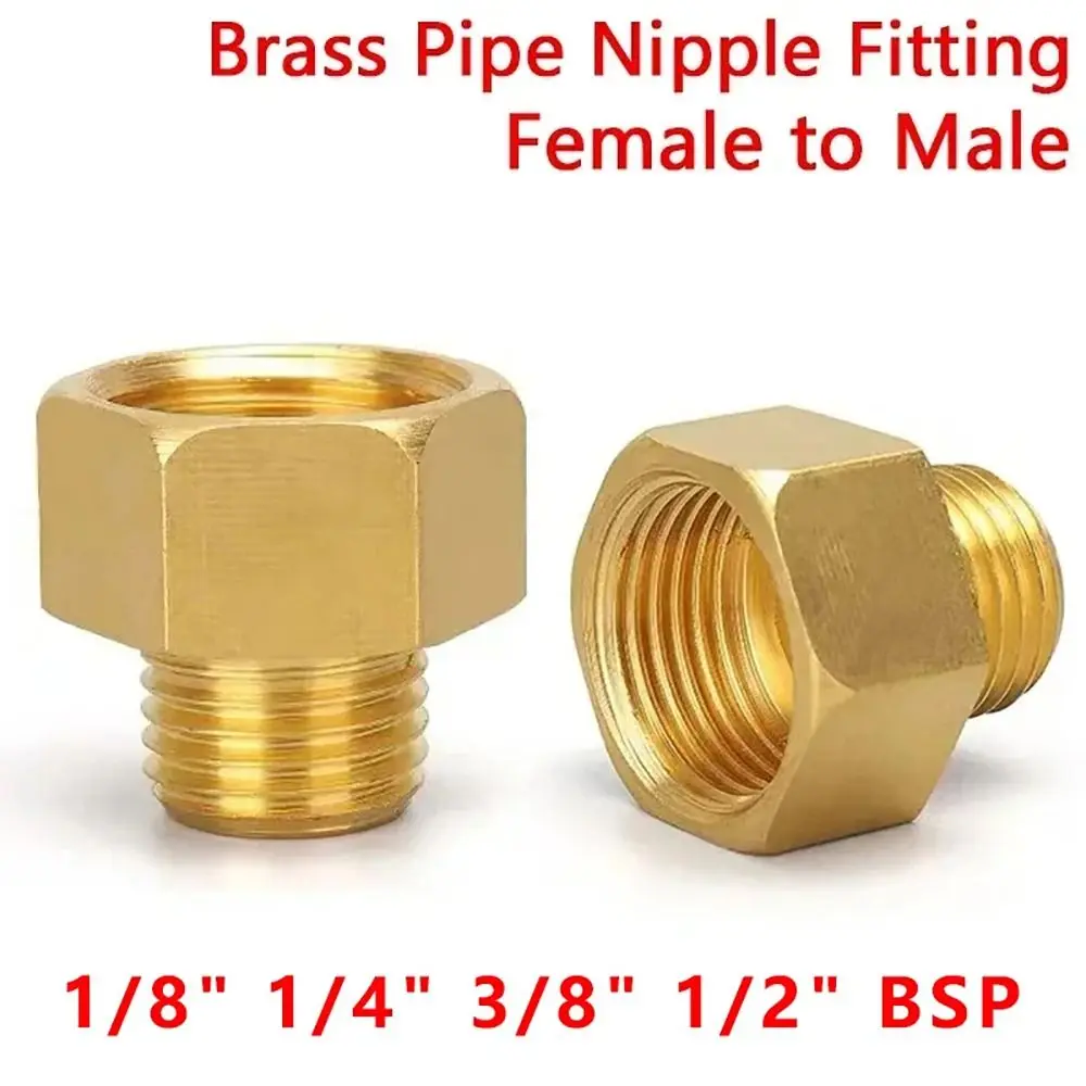 1Pcs Reducer Pipe Fitting Female to Male Threaded 1/8 1/4 3/8 1/2 3/4 Hex Bushing Connectors Brass Coupler Connector