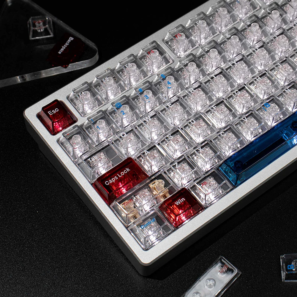 

156 keys Galaxy Keycaps Cherry profile RGB Transparent PC keycaps Top Side English keycaps For MX Switches Mechanical Keyboard