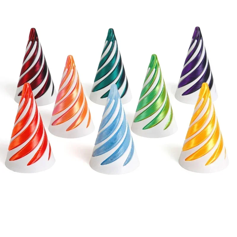 3D Printed Glow Spiral Cone Toy Pass Through Pyramid Toy Mini Vortex Thread Illusion Party Favors Supplies Gift Spiral Cone Toy