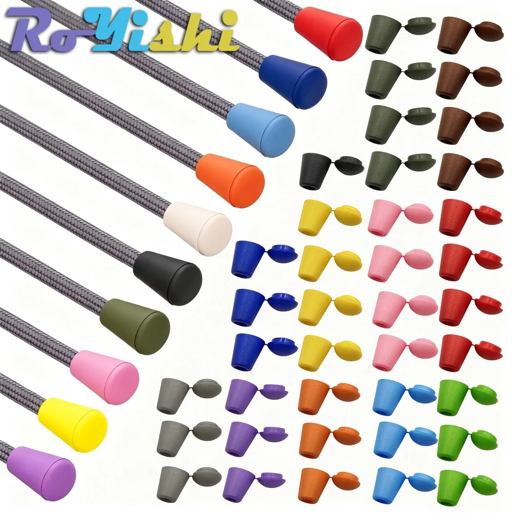 20-100 Stück Bunte Kunststoff-Kordelstopper mit Deckelverschluss, Knebelverschluss für Paracord, Kleidung, Taschen, Sportbekleidung, Schnürsenkel, Seilzubehör