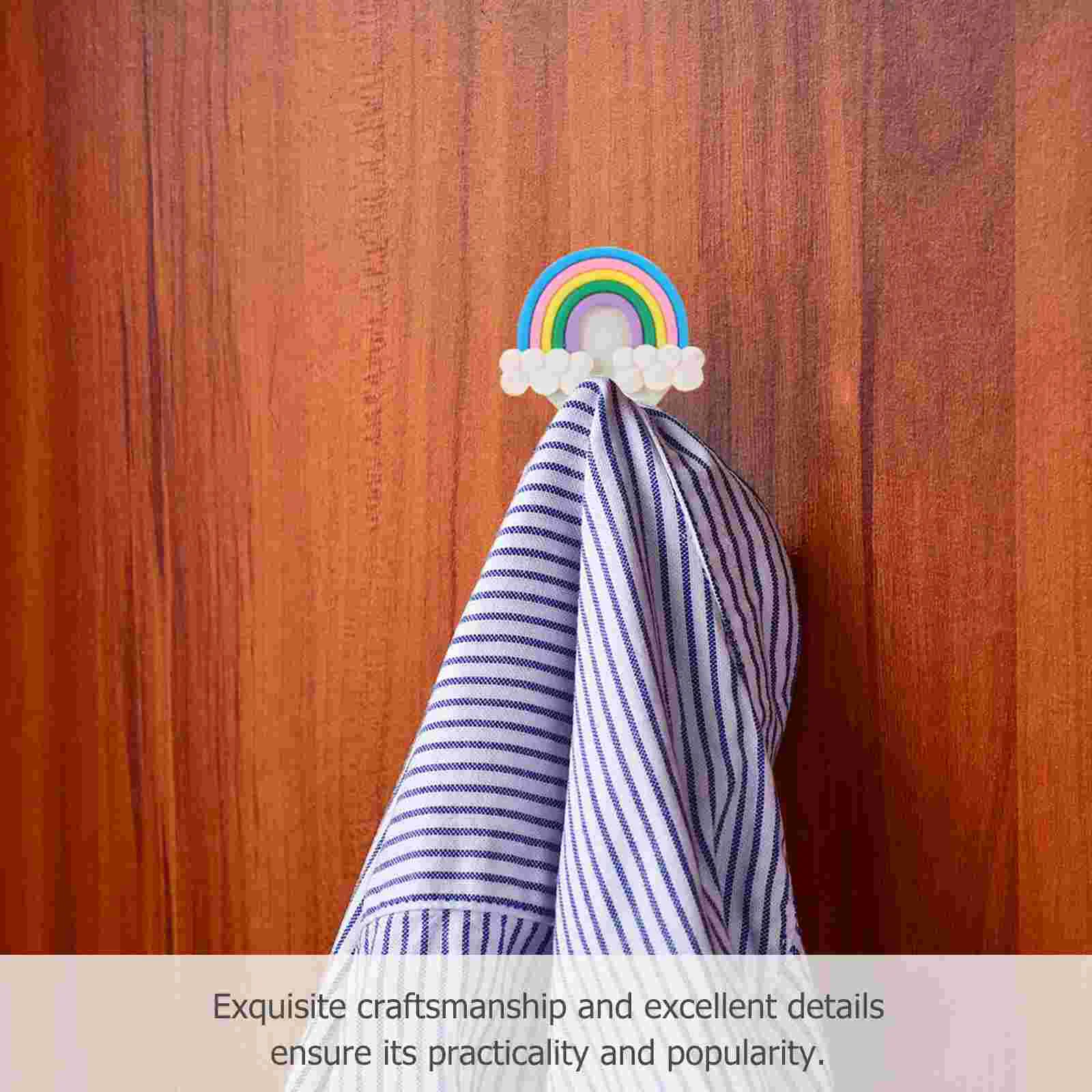 Kitchen Wall Hook Rainbow Key Hat Towel Hooks Adhesive Cute Clouds Star Decorative Mounted Hanger Home Office Room Decor