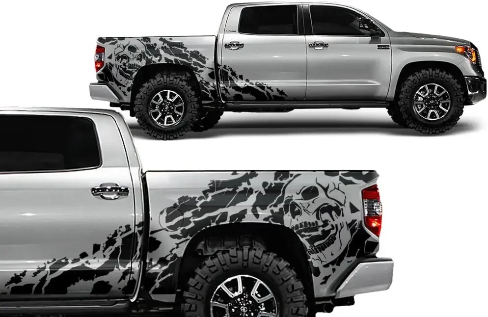 

Фабричное ремесло, кошмарный боковой Графический комплект 3 м, Виниловая наклейка, обмотка, совместимая с Toyota Tundra Crew Cab 2014-2020-матовый черный