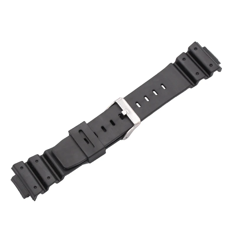 16mm x 25mm Watchband Strap Men Black Sports Diving Rubber Watch Band Stainless Steel Buckle Accessories For 9052 Series