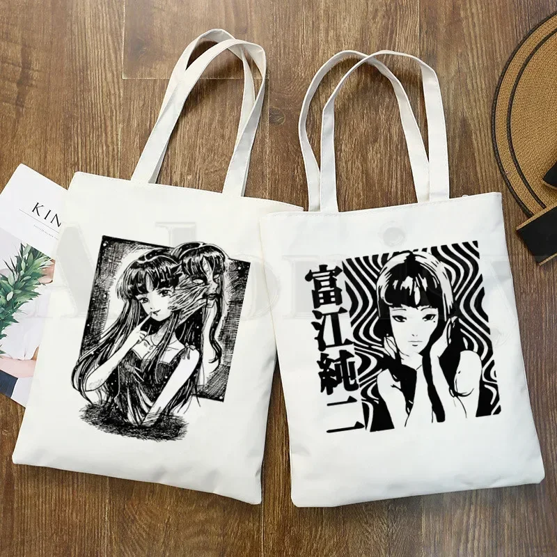 Japan Manga Junji Ito Tomie Shintaro Kago Graphic Hipster Cartoon Print Shopping Bags Girls Fashion Casual Pacakge Hand Bag