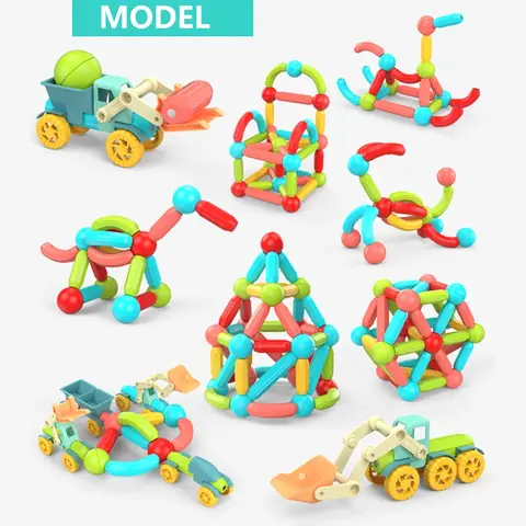 Magnetyczny zestaw konstrukcyjny, klocki, paski magnetyczne, kulki, zabawki edukacyjne Montessori dla dzieci, prezent dla dziewczynki