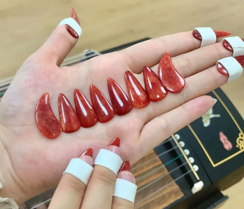 Natural Red Sheep Bone Guzheng Nails Chinese Zither Musical Instrument Accessories