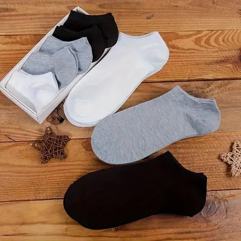 5 Pairs of Soft and Comfortable Thin Socks - Black/white/gray, Versatile Solid Color Casual, Suitable for Daily Wear, Unisex
