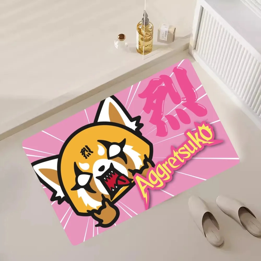 MINISO Aggretsuko Kawaii Floor Mat Bedroom Kitchen Door Bath House Super Absorbent Foot Non-slip