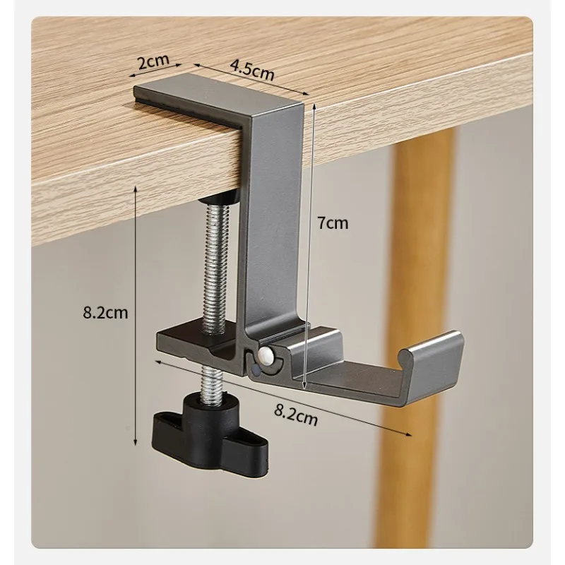 Foldable Desk Clamp Hook Hanger, Under Table Storage Holder for Headphones Bags Cups, No Drill Space Saving Organizer image 6