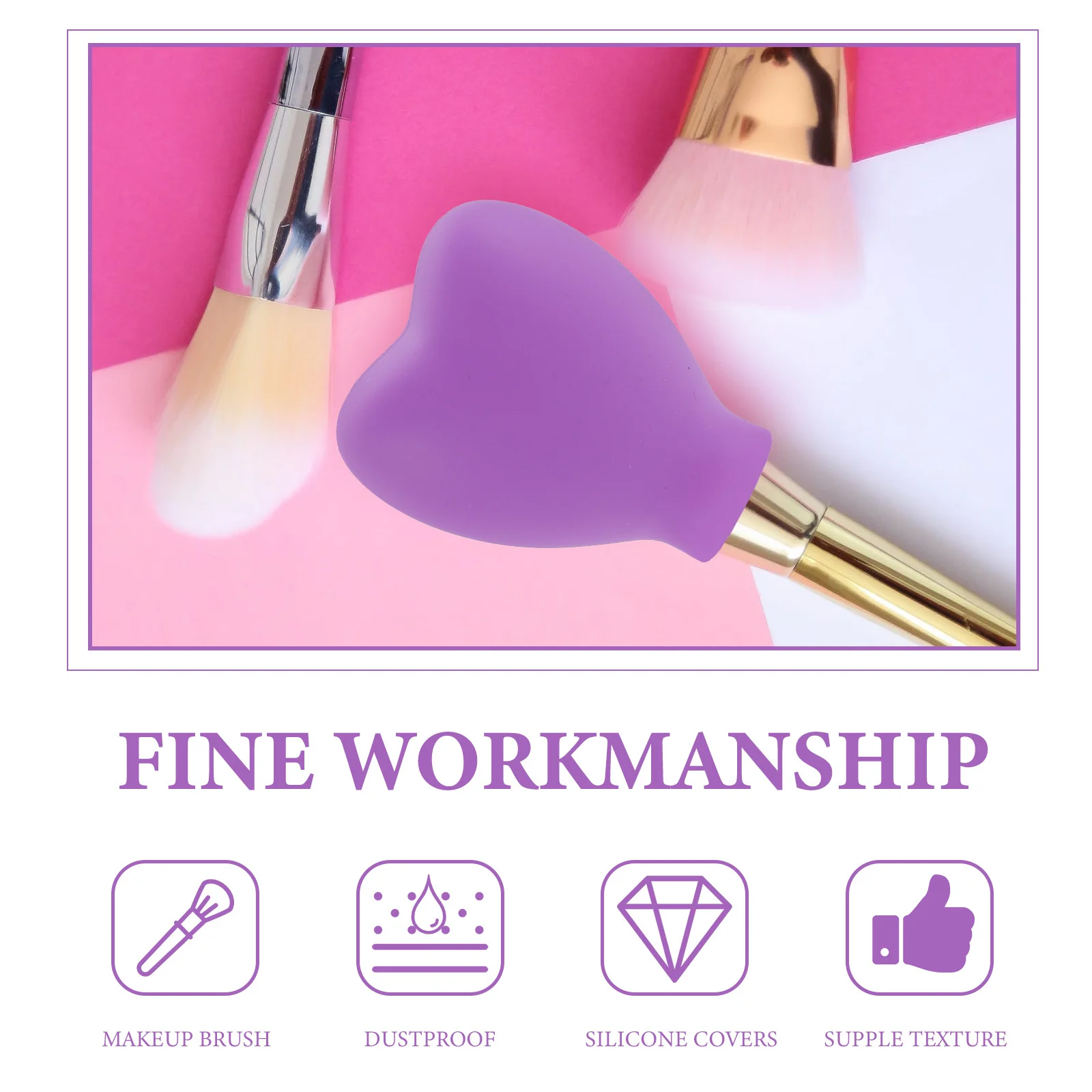 

6Pcs Makeup Brush Protective Covers Silicone Shape Retaining Guard Easy to Use for Preserving Bristles on The Go