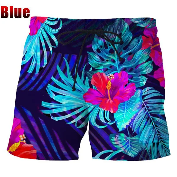 Summer Hawaiian Beach Shorts Quick Drying 3d Printed Palm Motif Swim Trunks Shorts Board Shorts Men Funny Beach Shorts