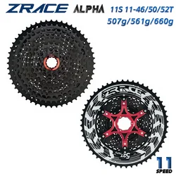 ZRACE Alpha 11s Lightweight Cassette 11 Speed MTB bike freewheel 11-46T/50T/52T - black,
