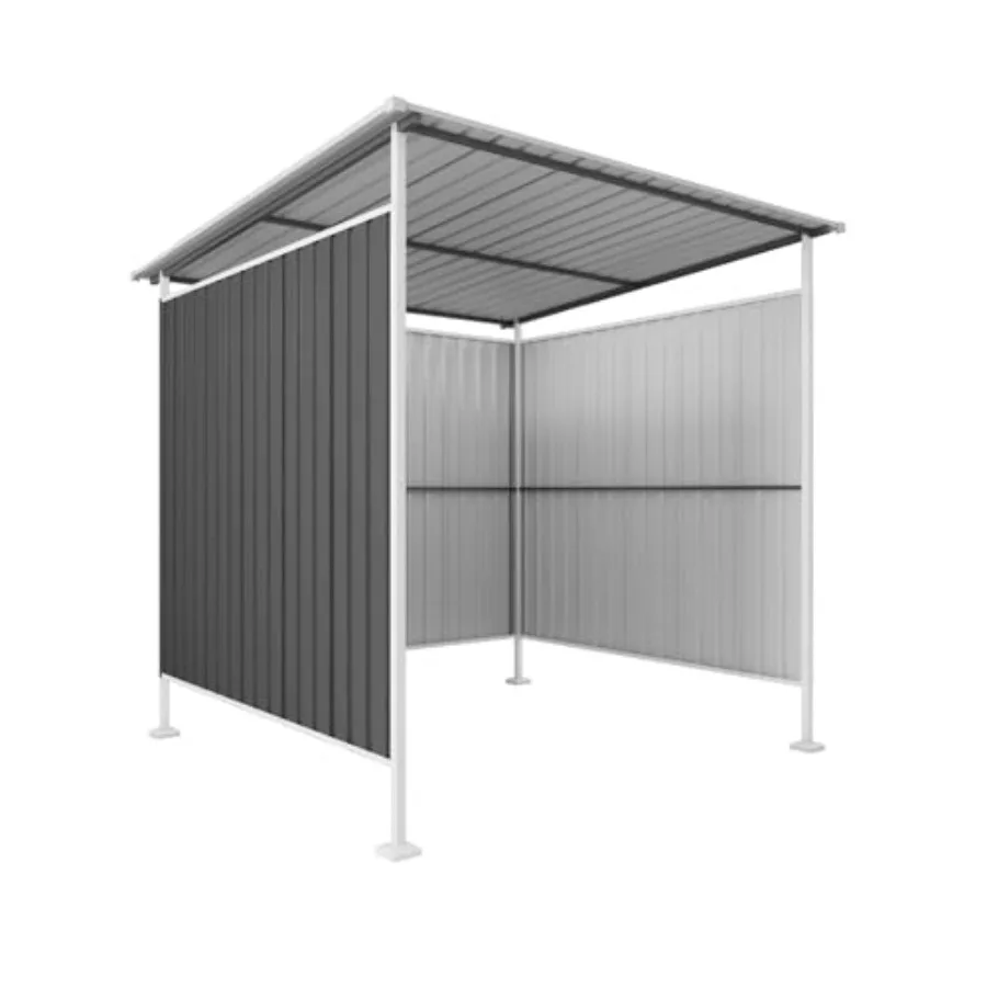 Outdoor backyard patio garden lawn supplies metal storage sheds: durable galvanized steel, charcoal gray, weather-resistant wit