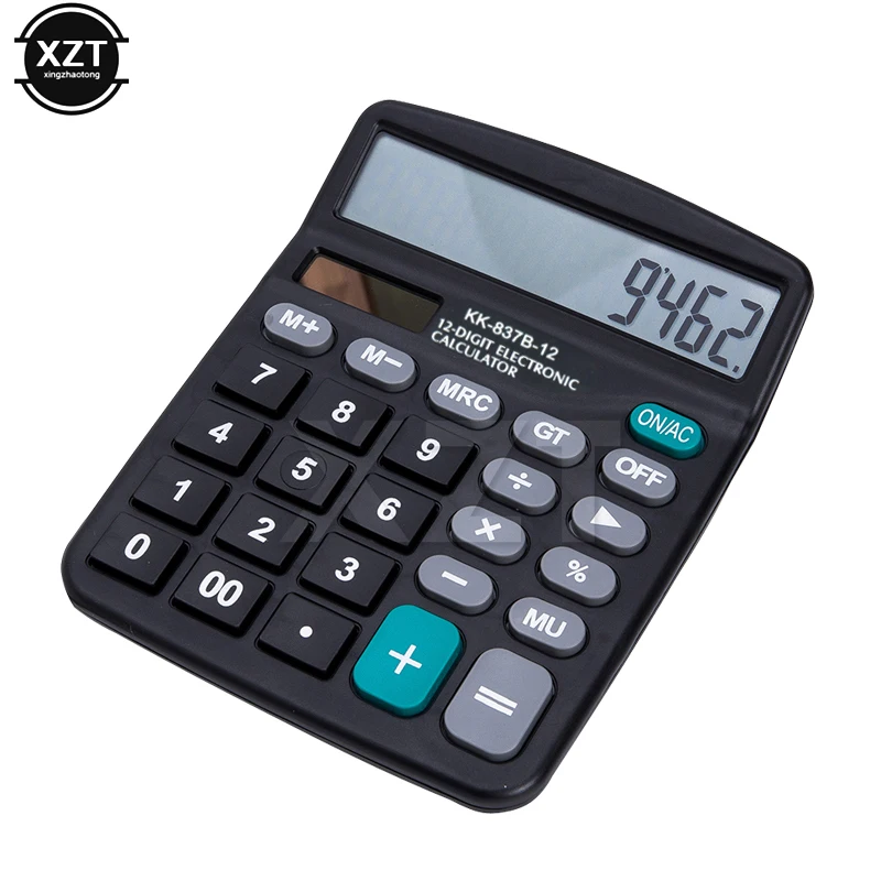 Desktop Calculator Standard Function Calculator with 12-Digit Large LCD Display Battery for Basic Office Accounting Assistant