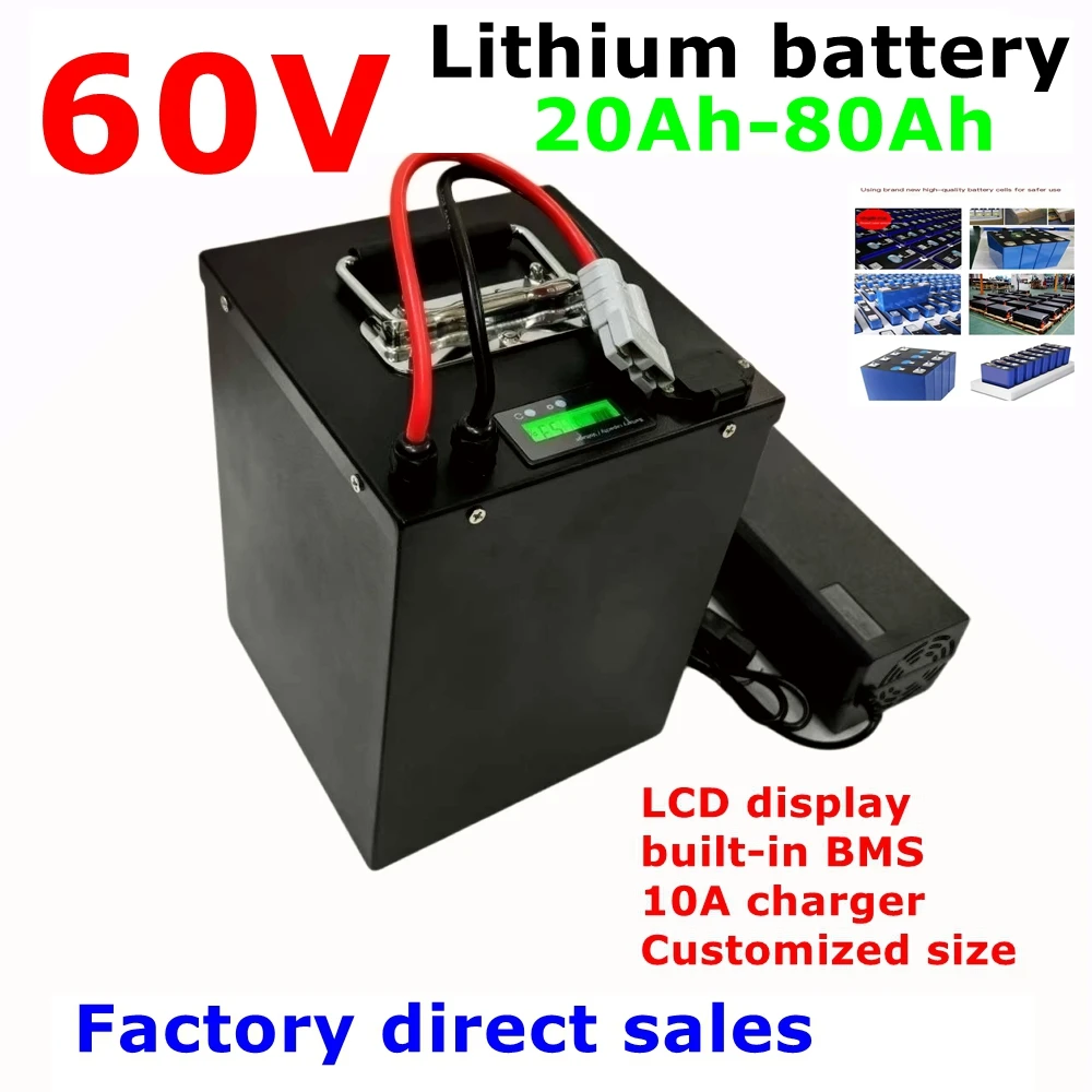 LT-60V 20Ah 30Ah 40Ah 50Ah 60Ah 70Ah 80Ah Lithium Ion Battery Pack for 1kw 2kw 3kw 4kw 5kw  +Charger.