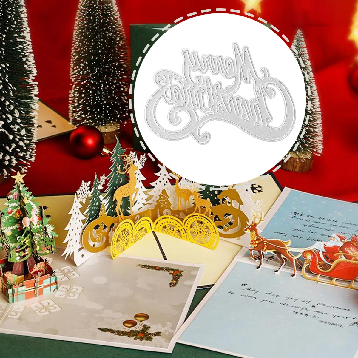 2 Buah Alat Pembuat Kartu Kerajinan Natal Logam Cetakan Huruf Alat Pembuat Kartu Buku Tempel Perlengkapan Buku Tempel Baja Karbon Kokoh Embossing