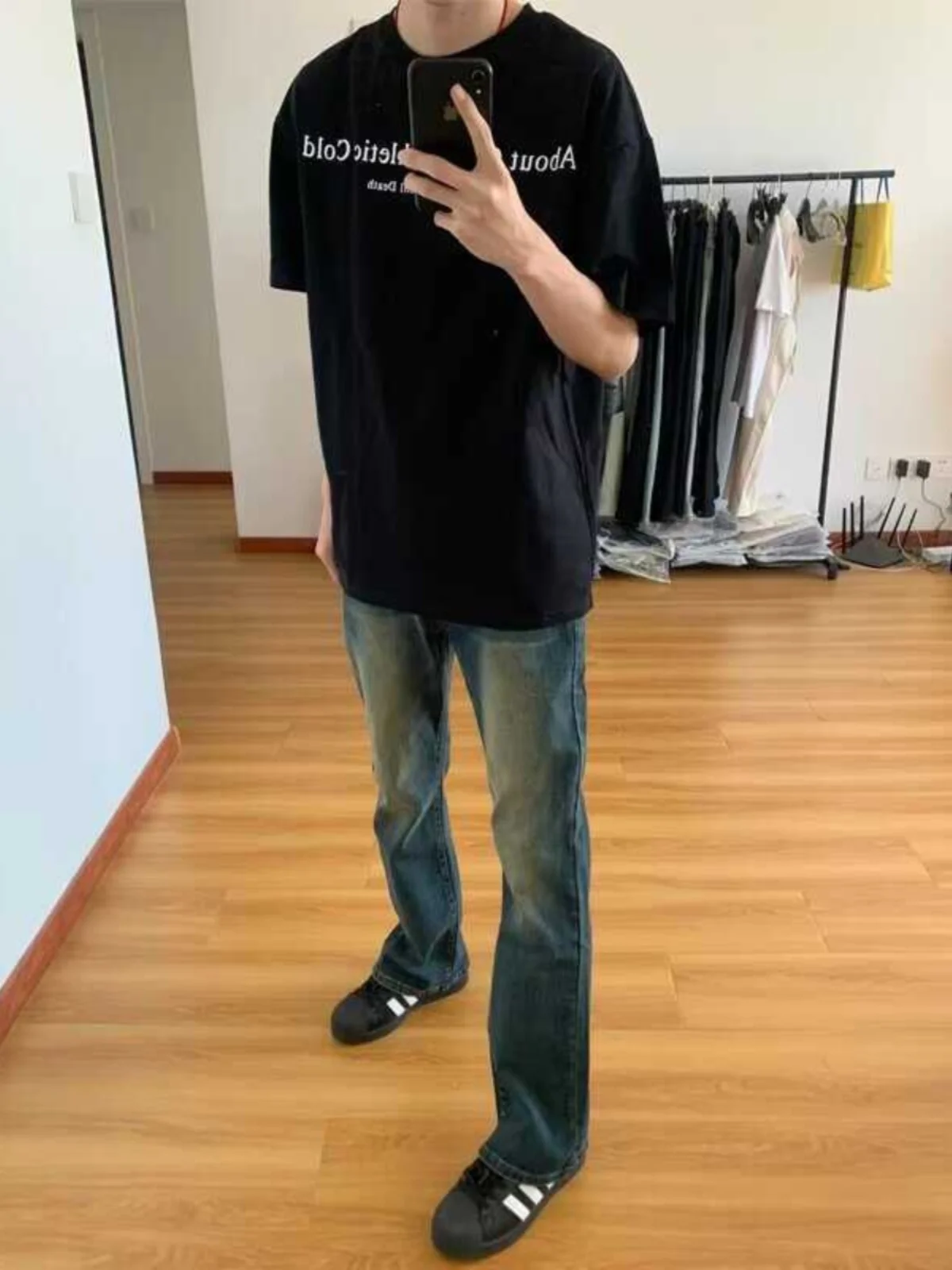 Retro American Deep Blue Herrenjeans Waed Outfall Slim Fit Elastic Micro Flared Straight Leg Casual Wear Youth Trend