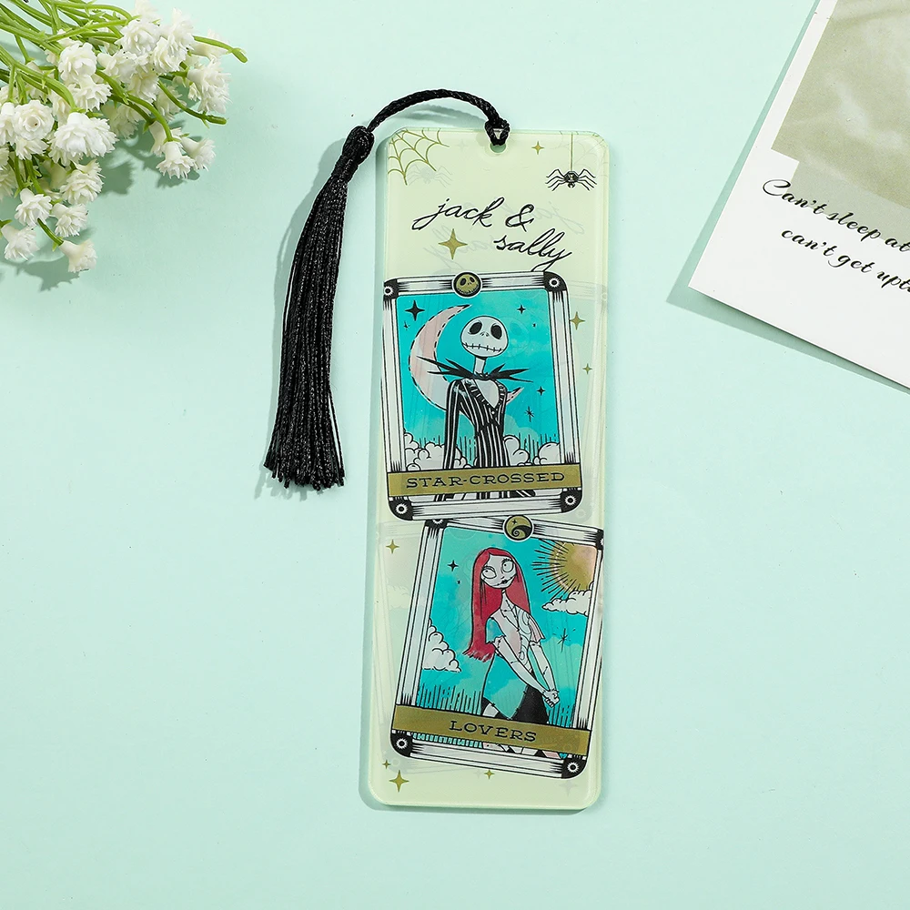 1pc Cartoon Christmas Night Fright Book Mark Acrylic Bookmark Tassel Tailpiece for Book Lovers Reading Marker Stationery Gift