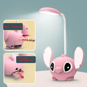 LED Lilo & Stitch Desk Lamp with pencil sharpener, folding light, beautiful, small book, USB recharge, gift 8 Main Sales Luminaria Stitch - №5