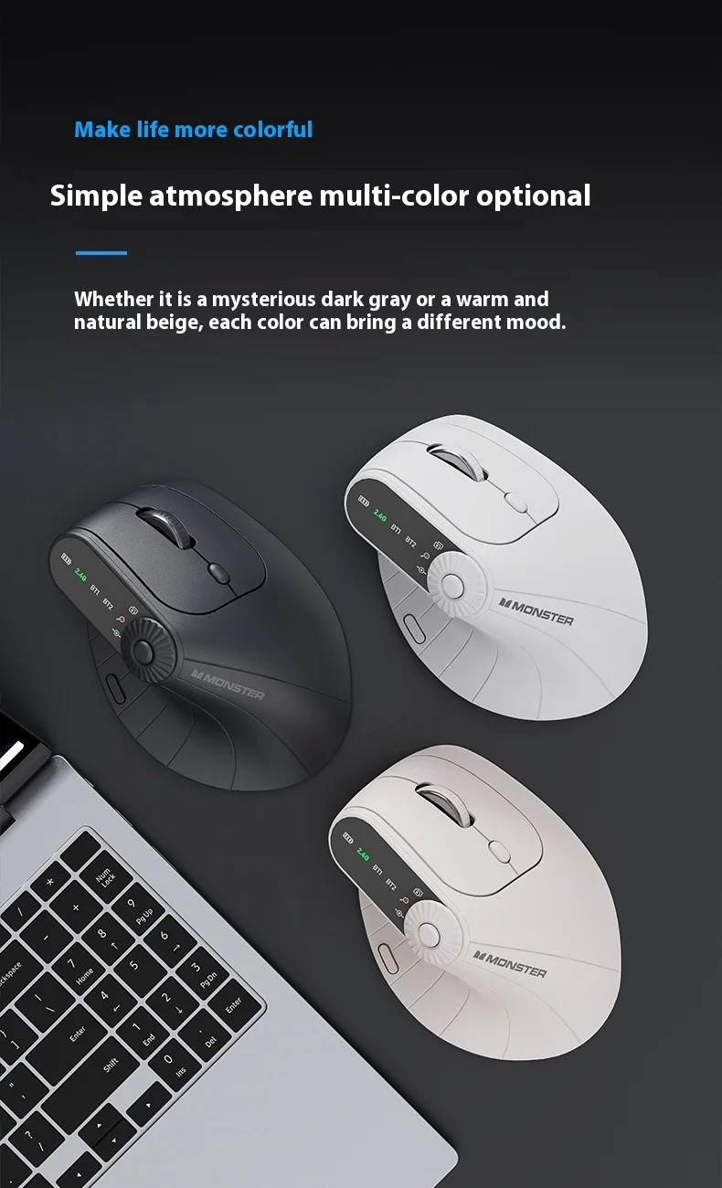 Monster M2 PRO Custom Wireless Gaming Mouse Rechargeable Dual Mode Lightweight Ergonomic Vertical Mouse for Comfort Gaming Gift