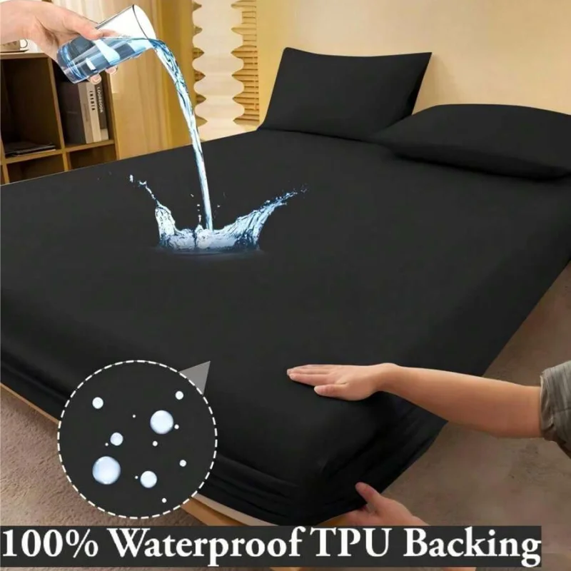 1 peça 100% à prova d'água tpu lençol macio e respirável para todos os tamanhos de cama-cama de solteiro, cama de casal, king size