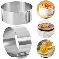 Anneau à gâteau rond réglable en acier inoxydable, moule à mousse, ustensiles de cuisson, outils de décoration de gâteau, 6 à 12 pouces