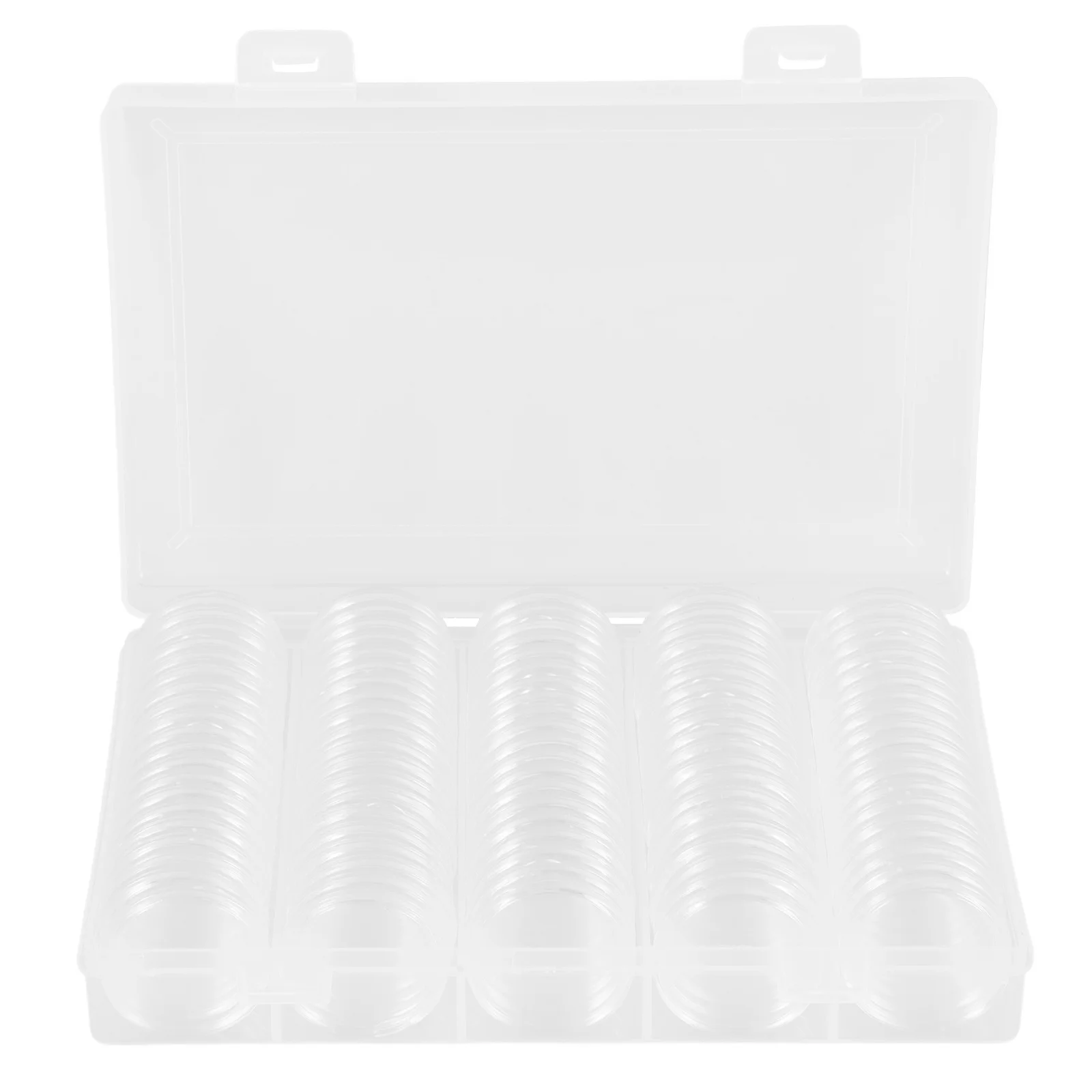 1 set Capsules 27Mm Transparent Plastic Coin Holders For Collectors Storage Box Crescent Opening Design Coin Case