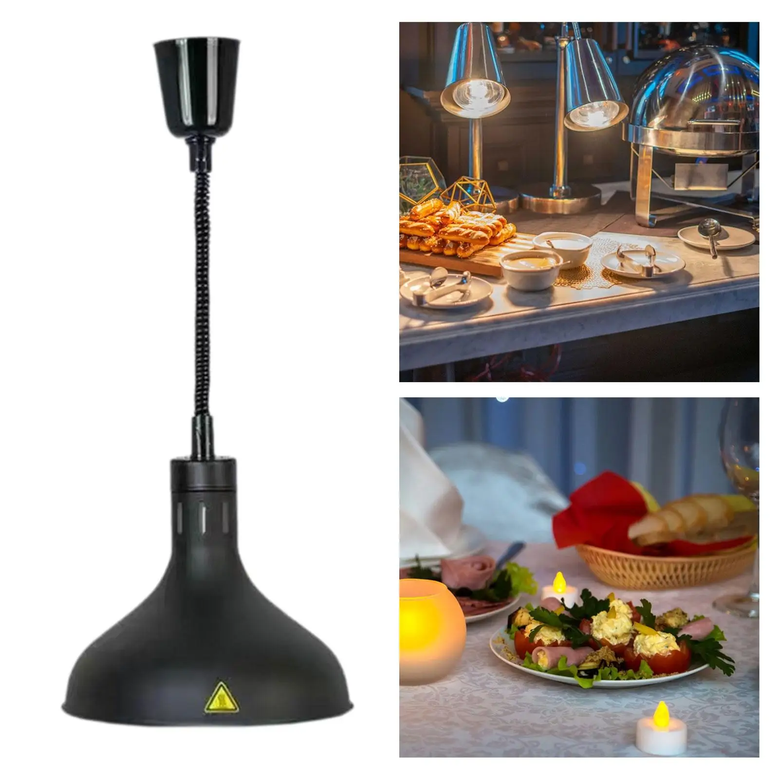 Food Serving Heater Telescopic Stainless Steel Buffet Heating Lamp Adjustable Hanging Warmer for Pizza Steak Shop Kitchen