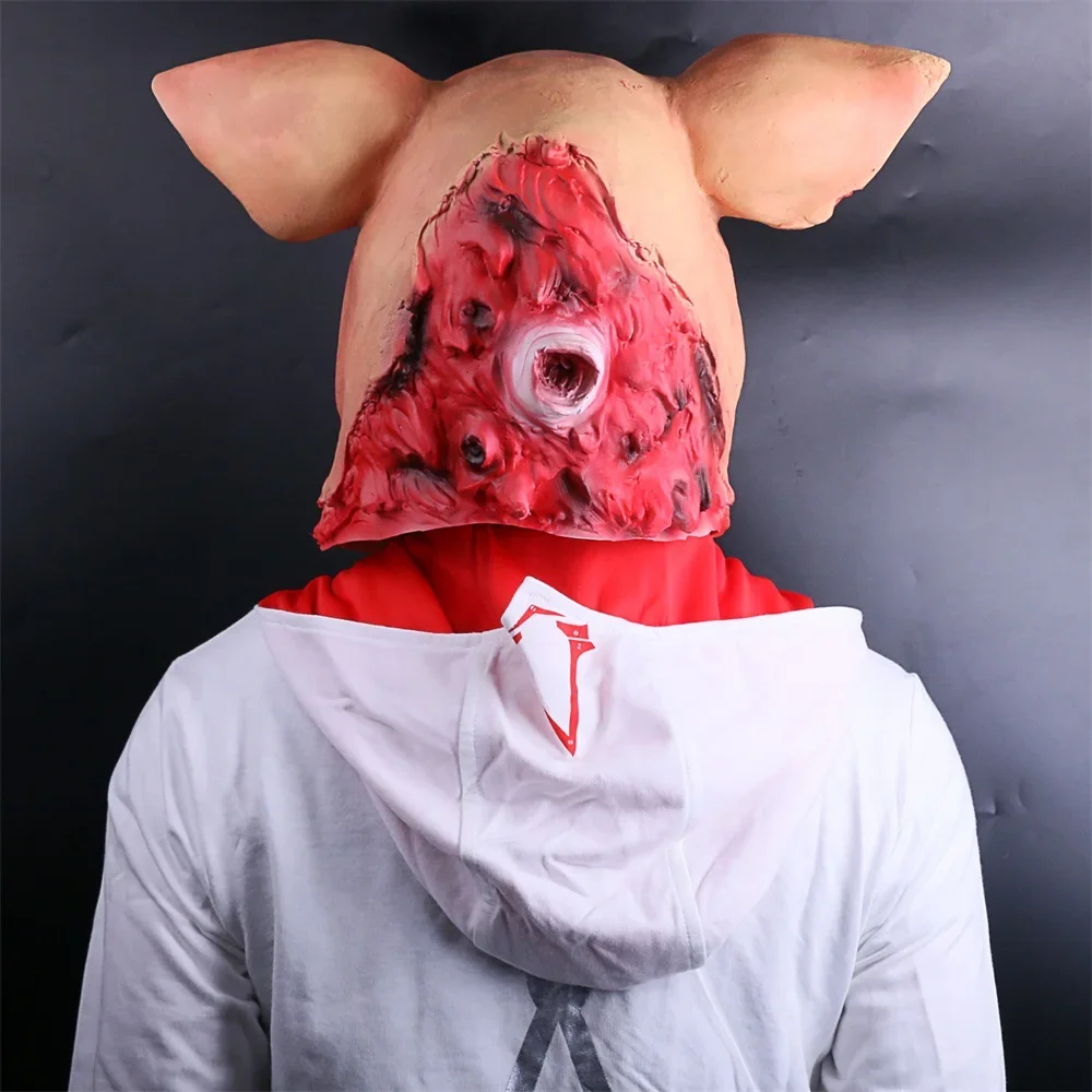 내구성 돼지 마스크 공포 가장 무도회 돼지 마스크 전체 머리 마스크 할로윈 파티 무서운 공포 액세서리 소품 새로운