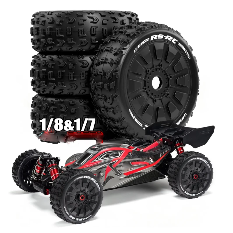 1/8 4.65" OD Buggy Wheels Tires 17mm Hex Upgrade For Traxxas Arrma Typhon Talion Losi 8ight HPI Vorza Flux view 4