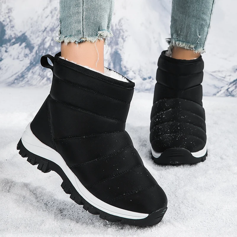 

Women's Casual Snow Boots Winter Warm Plush Plus Size Outdoor Work Boots Fashion Comfortable Non Slip Soft Soled Hiking Boots