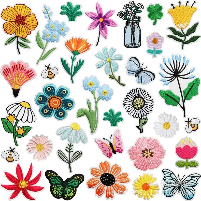 Exquisite Flower Embroidery Patch Sticker Bag Decoration Butterfly Bee Cloth Sticker Beautiful Sunflower Embroidery Chapter Boy