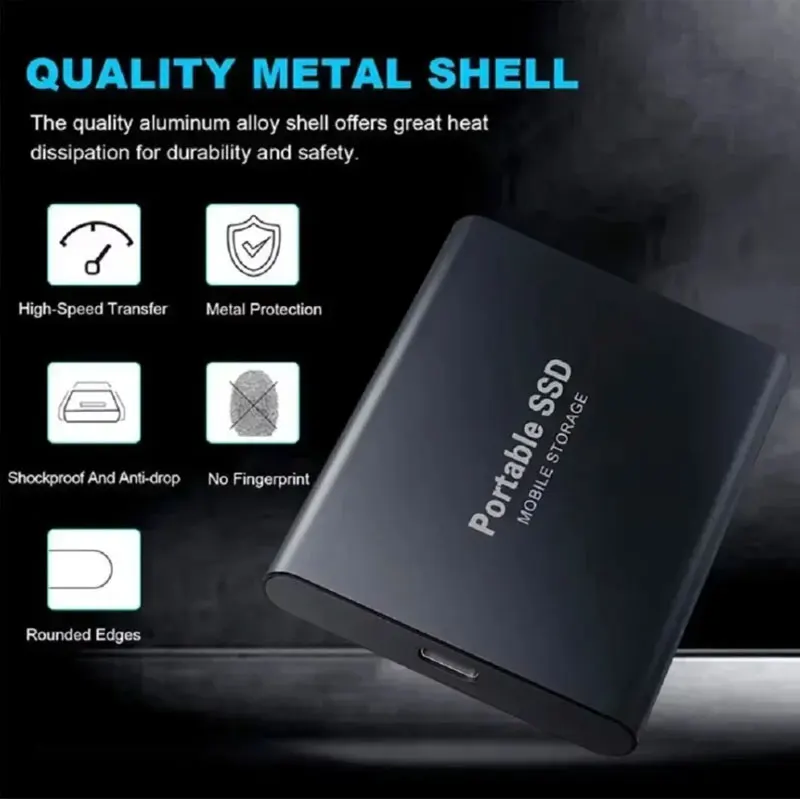 القرص الصلب 2 تيرا بايت محمول SSD 4 تيرا بايت محرك الحالة الصلبة الخارجي USB 3.1/Type-C محرك الأقراص الصلبة الخارجي عالي السرعة للتخزين للكمبيوتر/Mac/الهاتف