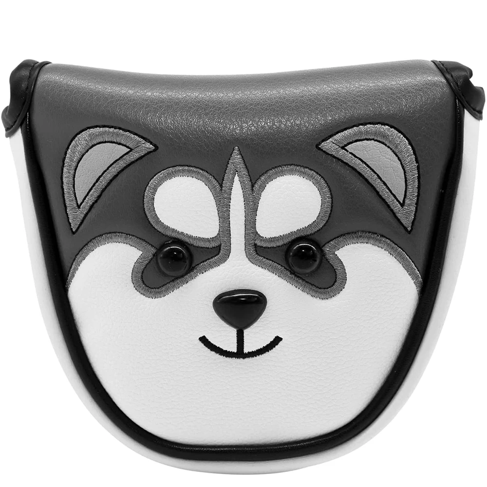 Golf Club Funny Husky Mallet Putter Cover Magnetic Closure Heel Shaft PU Leather Putters Headcover