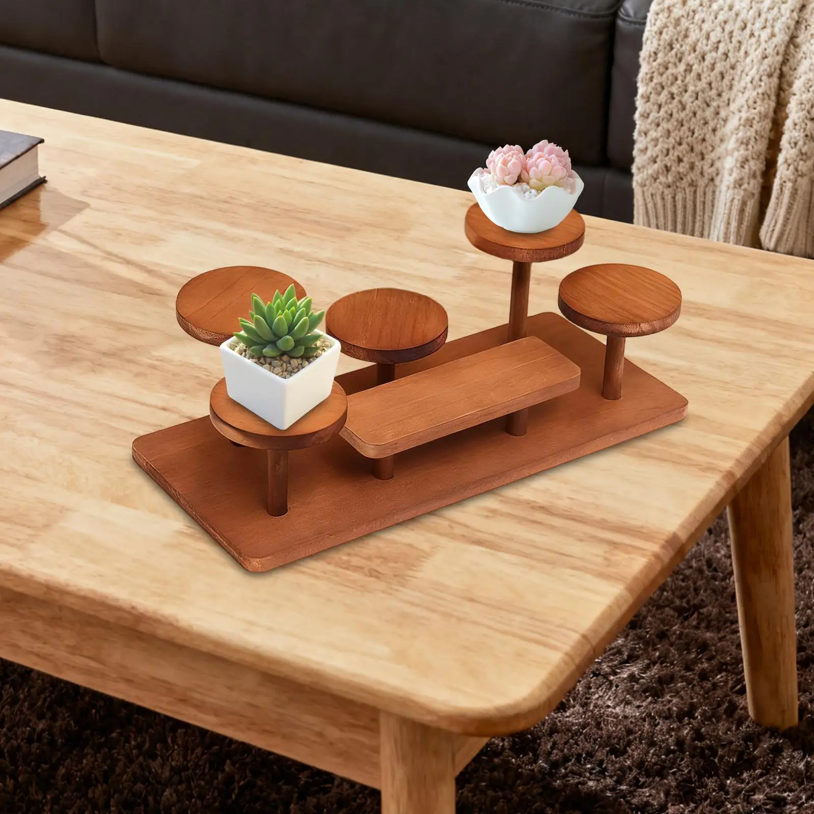 

Wooden Tiered Riser Display Stand Table Toys Party Awards Wood Display Shelf