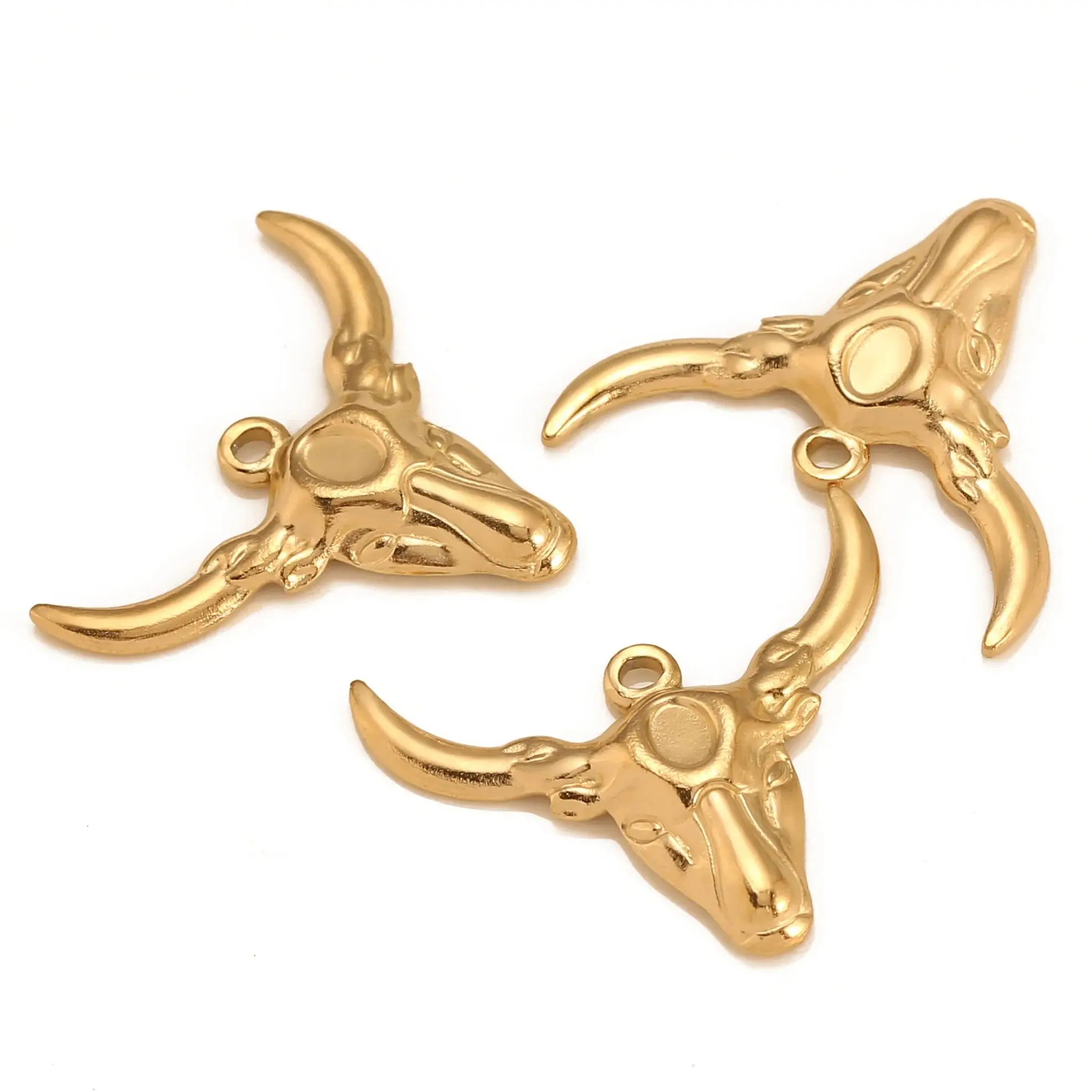 3Pcs Cattle Charms Stainless Steel Longhorn Cow Head Pendants Antique Jewelry Making DIY Bracelet Necklace Accessories Findings