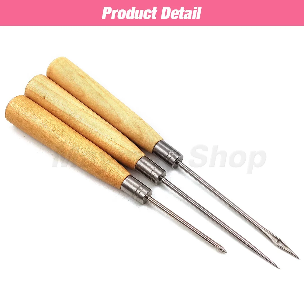 Wooden Handle Awl Leather Hole Puncher Awl Punching Sewing Stitching Tool For DIY Handmade Stitcher Needlework Shoes Repair Tool