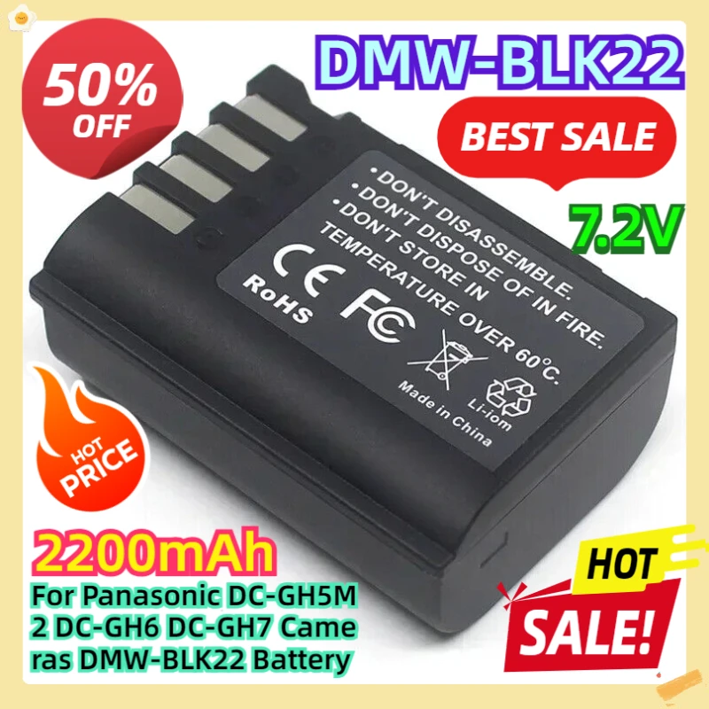 

For Panasonic DC-GH5M2 DC-GH6 DC-GH7 Cameras DMW-BLK22 Battery